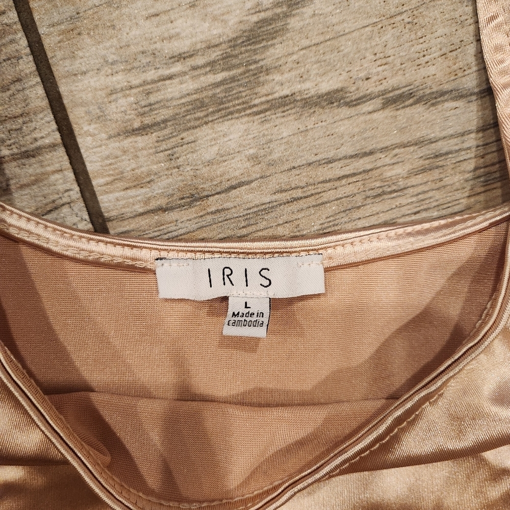 IRIS Champagne Satin Square Neck Crop Top Size Large - Picture 3 of 7